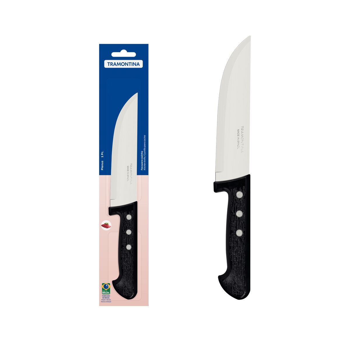 Faca para Cozinha Tramontina Plenus com Lâmina em Aço Inox e Cabo de Polipropileno Preto 6"