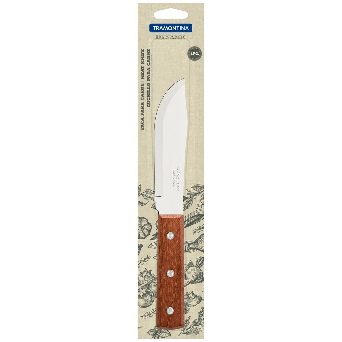 Faca para Cozinha Tramontina Dynamic com Lâmina de Aço Inox e Cabo de Madeira Natural 5"