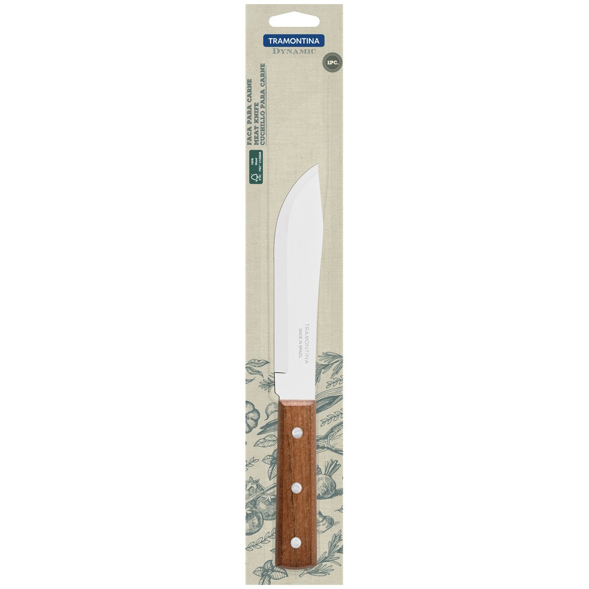 Faca para Cozinha Tramontina Dynamic com Lâmina de Aço Inox e Cabo de Madeira Natural 6"
