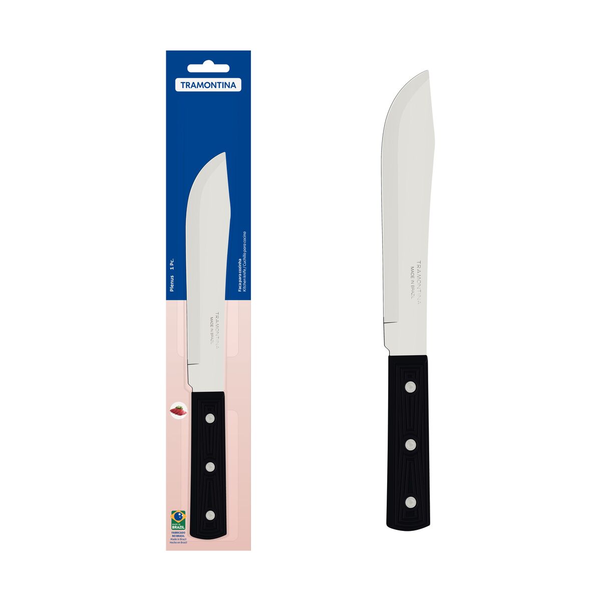 Faca para Cozinha Tramontina Plenus com Lâmina em Aço Inox e Cabo de Polipropileno Preto 7"
