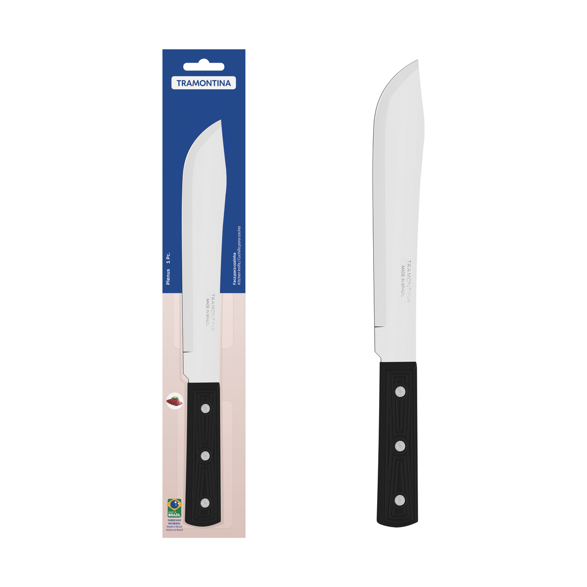 Faca para Cozinha Tramontina Plenus com Lâmina em Aço Inox e Cabo de Polipropileno Preto 8"