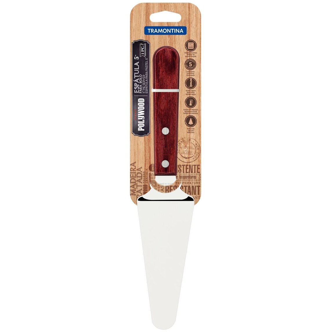Espátula para Bolo Tramontina com Lâmina em Aço Inox e Cabo em Madeira Tratada Polywood Vermelho 5"