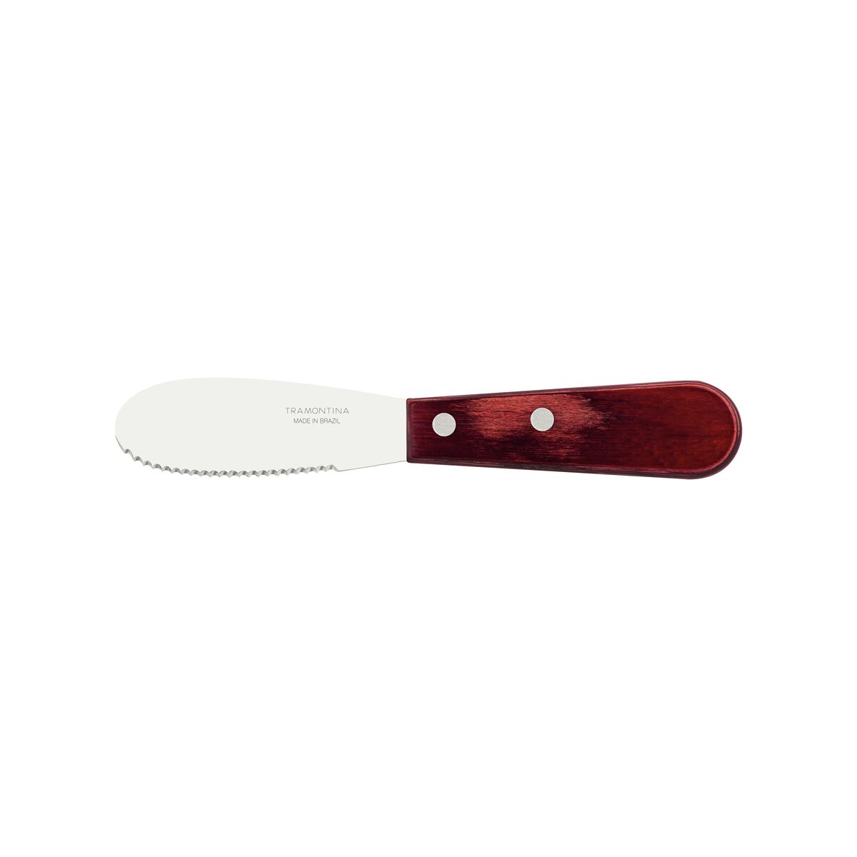 Espátula para Manteiga Tramontina com Lâmina em Aço Inox com Serrilha e Cabo em Madeira Tratada Polywood Vermelho 3"