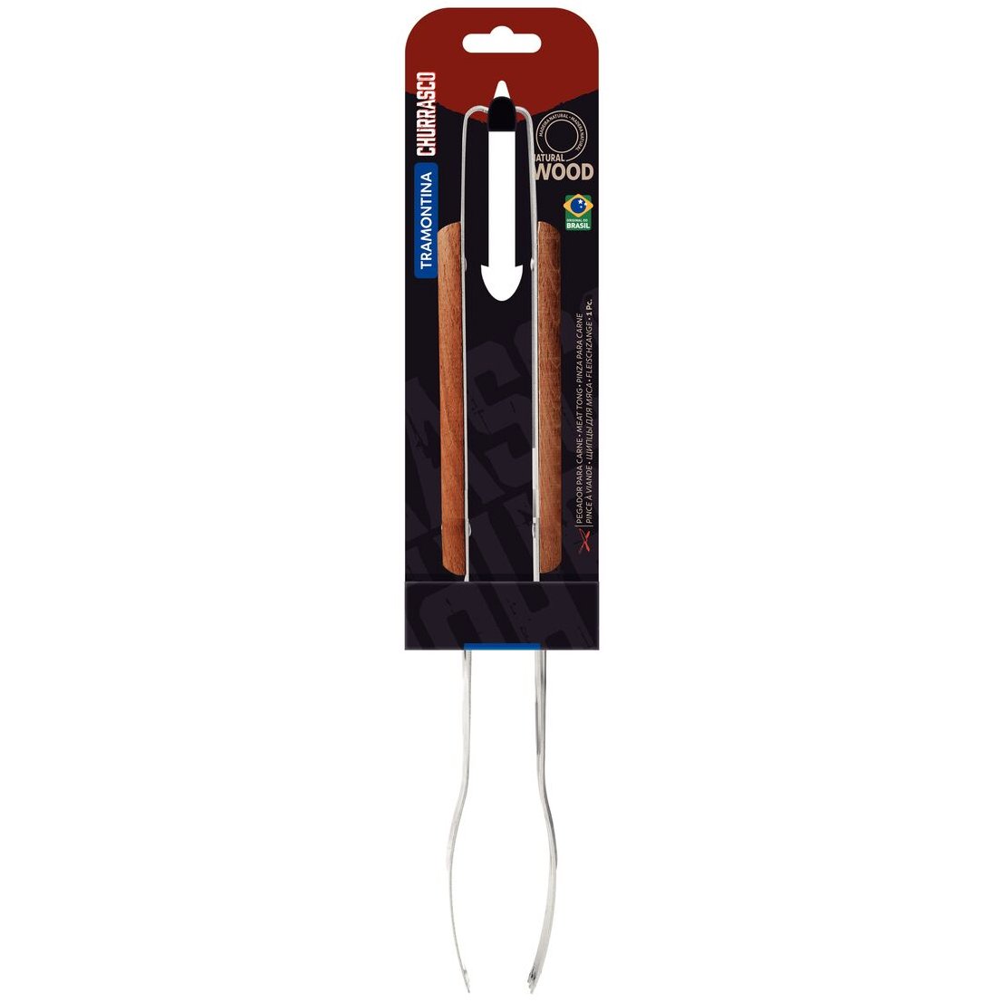 Pegador para Carne Tramontina Churrasco com Lâmina em Aço Inox e Cabo de Madeira 37 cm