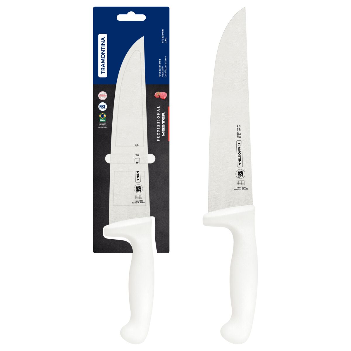 Faca para Carne Tramontina Profissional Master com Lâmina de Aço Inox e Cabo em Polipropileno Branco 8"