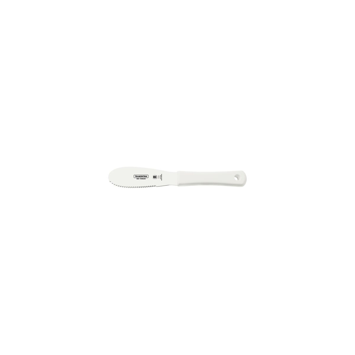 Espátula Tramontina Profissional com Lâmina em Aço Inox com Serrilha e Cabo de Polipropileno Branco 4x1.1/4"