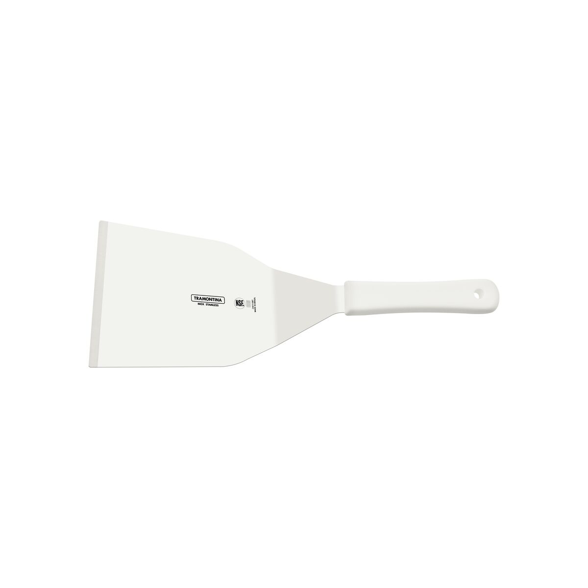 Espátula para Hambúrguer Tramontina Profissional com Lâmina em Aço Inox e Cabo de Polipropileno Branco 7x4.1/4"