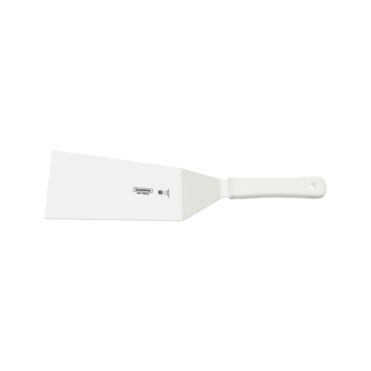 Espátula para Hambúrguer Tramontina Profissional com Lâmina em Aço Inox e Cabo de Polipropileno Branco 8x3"