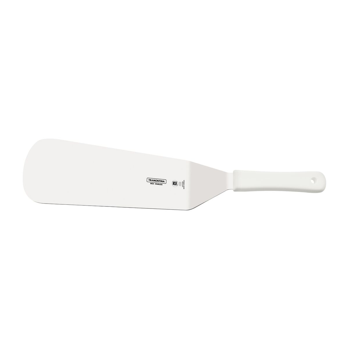 Espátula para Frituras Tramontina Profissional com Lâmina em Aço Inox e Cabo de Polipropileno Branco 9x3"