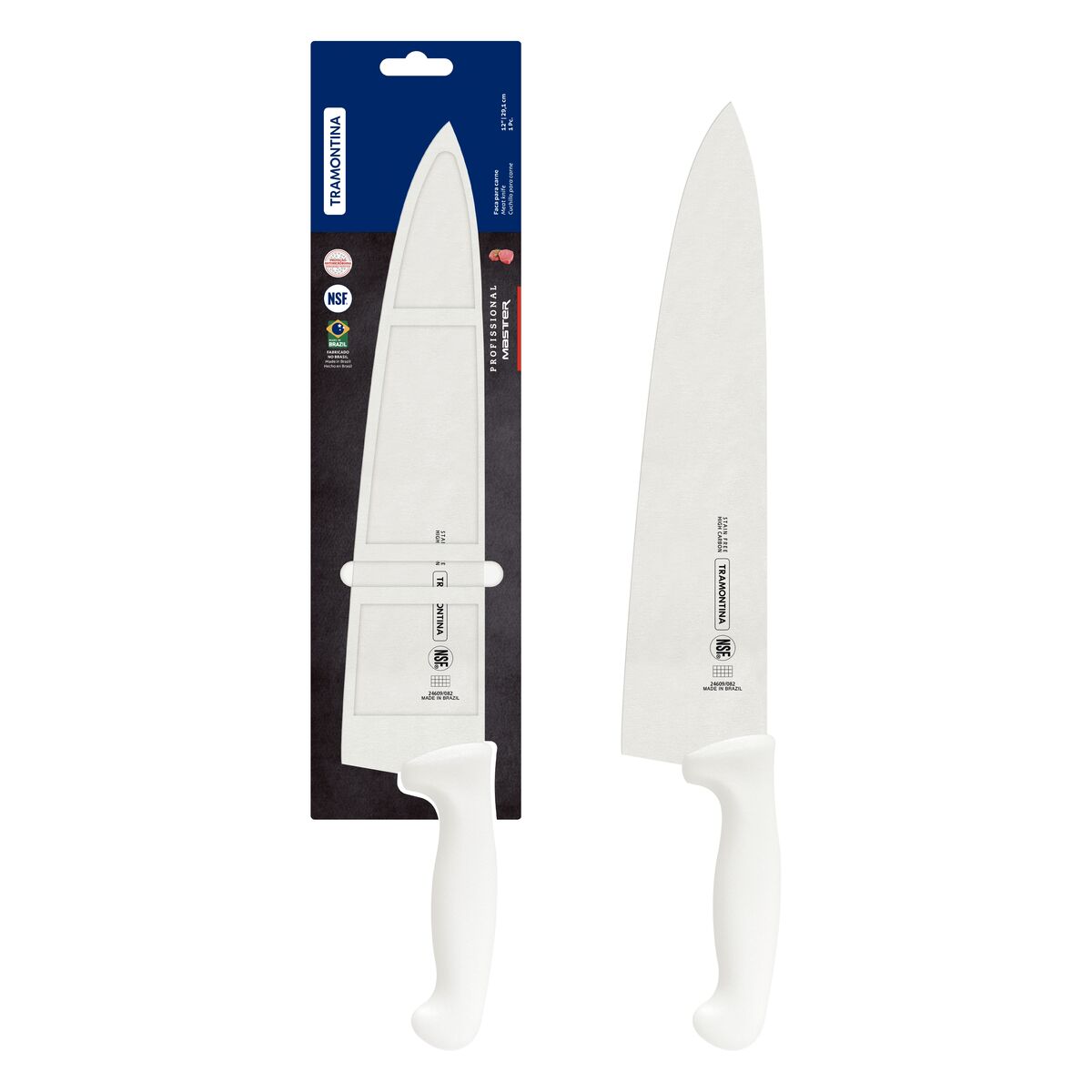 Faca para Carne 12" Tramontina Profissional Master com Lâmina em Aço Inox e Cabo em Polipropileno Branco