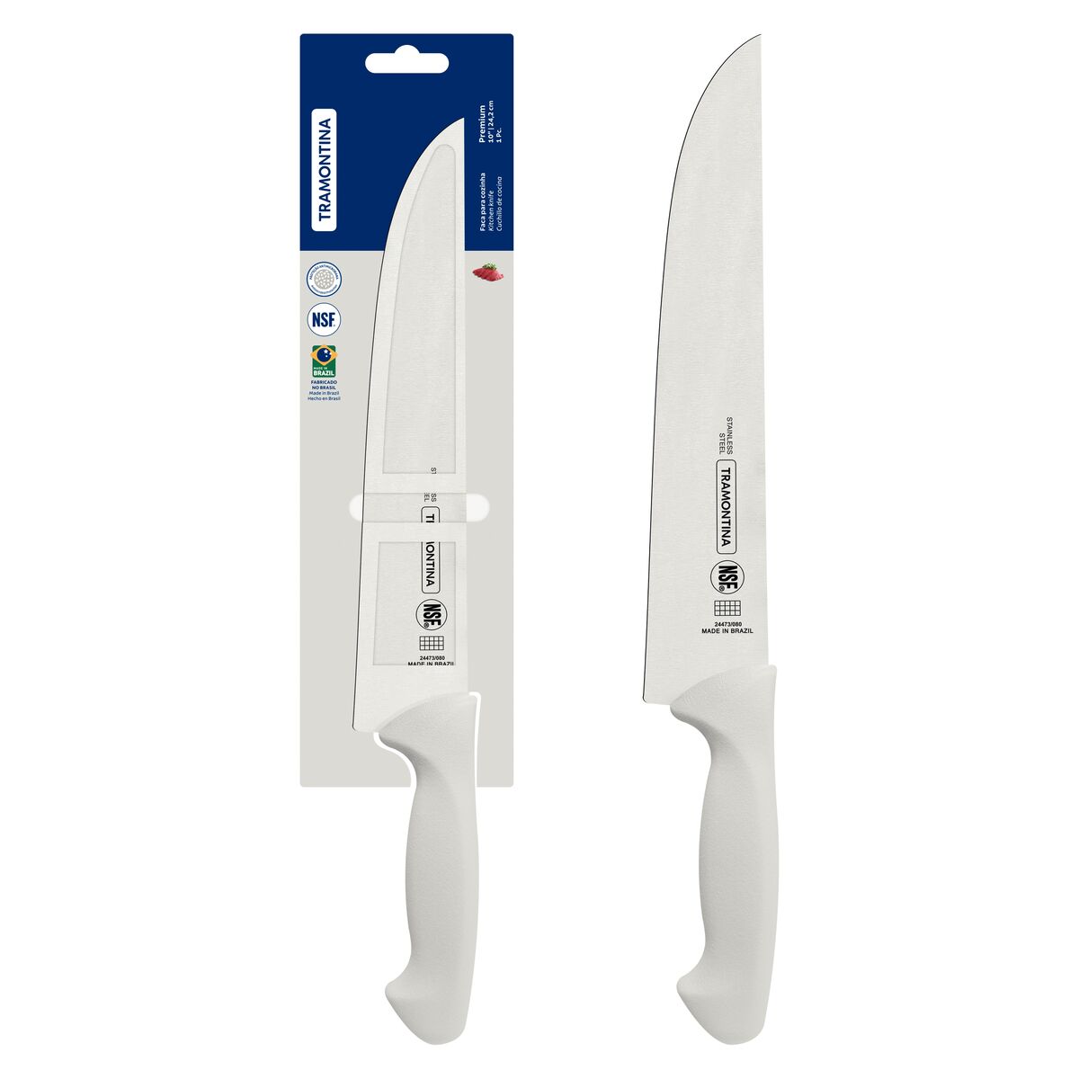 Faca para Cozinha Tramontina Premium com Lâmina em Aço Inox e Cabo de Polipropileno Branco 10"