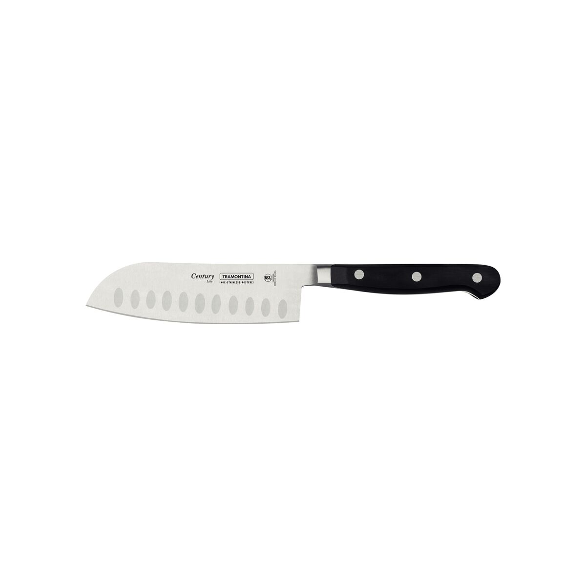 Faca Santoku Tramontina Century com Lâmina em Aço Inox e Cabo em Policarbonato Preto e Fibra de Vidro 5"