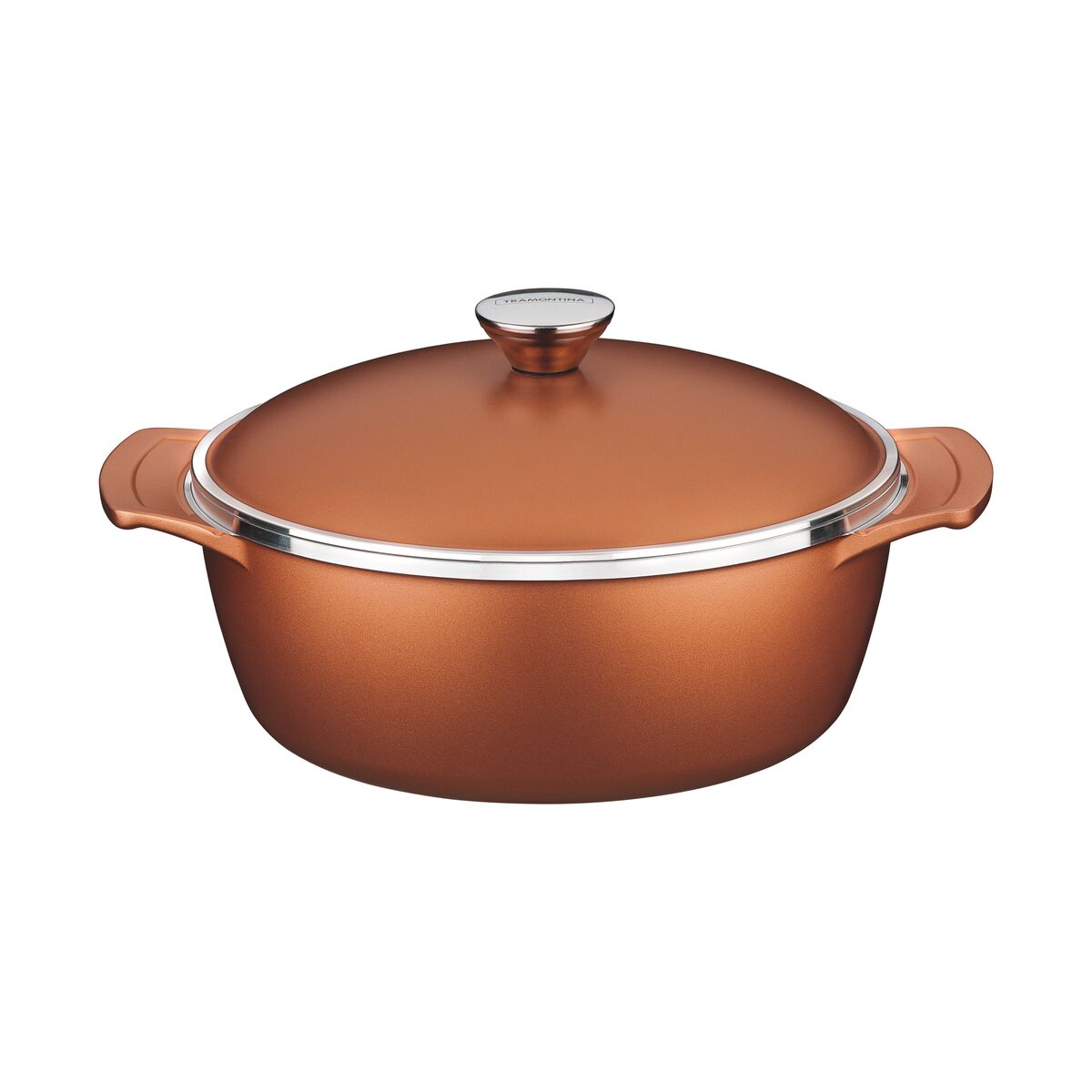 Caçarola Tramontina Lyon em Alumínio Forjado com Revestimento Interno e Externo Antiaderente Starflon High Performance Dourado com Tampa 26 cm 4,6 L