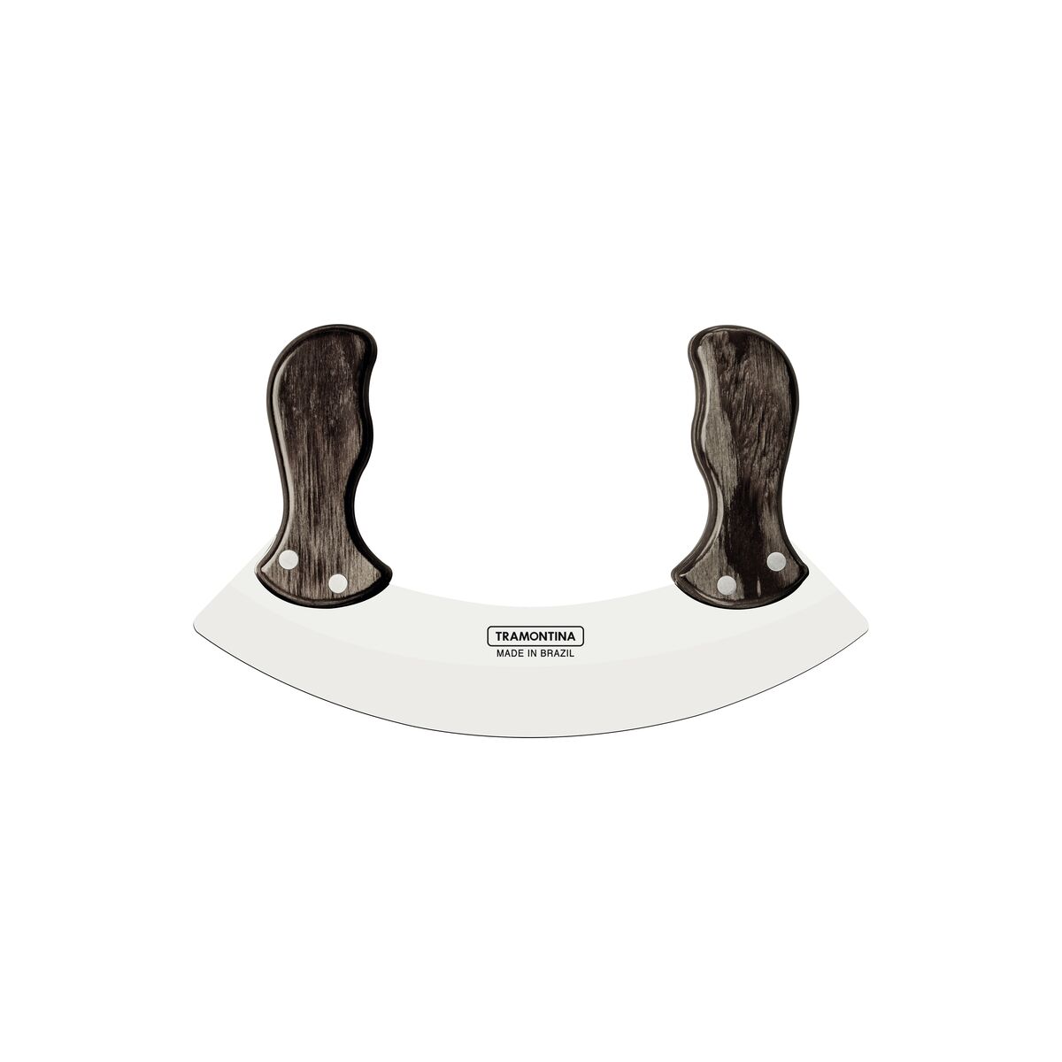 Mezzaluna Tramontina Polywood com Lâmina em Aço Inox e Cabo de Madeira Tratada Castanho