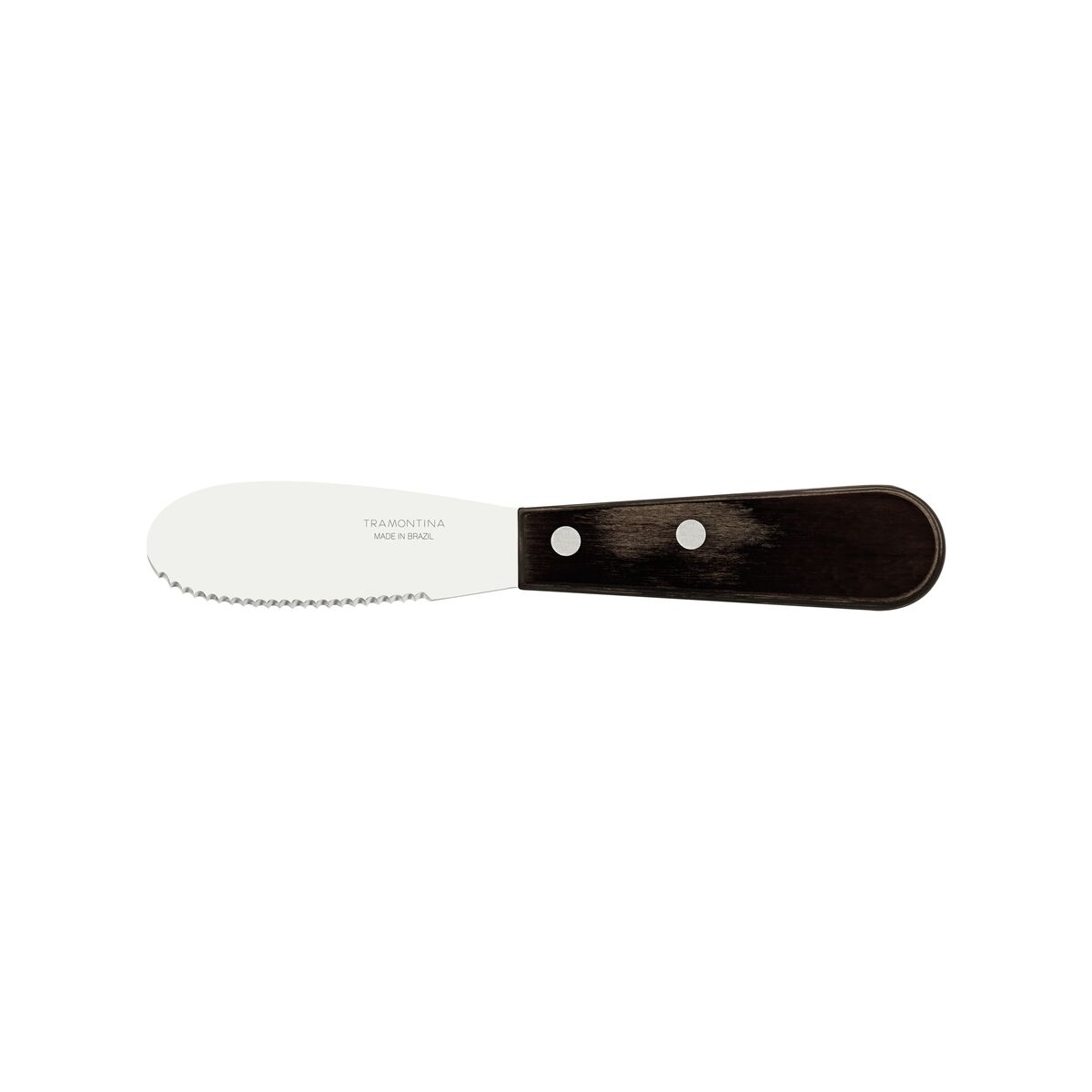 Espátula para Manteiga Tramontina com Lâmina em Aço Inox com Serrilha e Cabo em Madeira Tratada Polywood Castanho 3"
