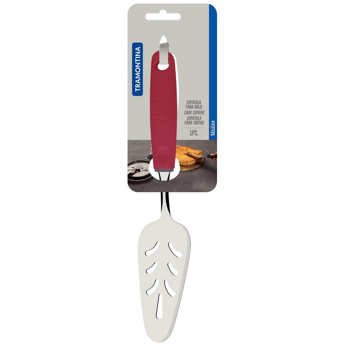 Espátula para Bolo Tramontina Utilità em Aço Inox com Cabo de Polipropileno Vermelho