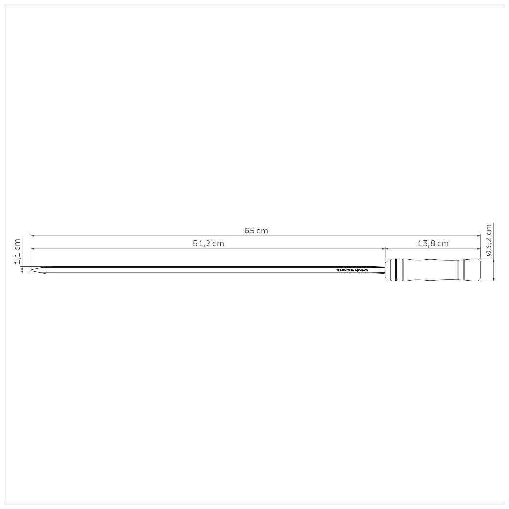 Espeto para Churrasco Tramontina com Lâmina em Aço Inox e Cabo de Madeira 65 cm