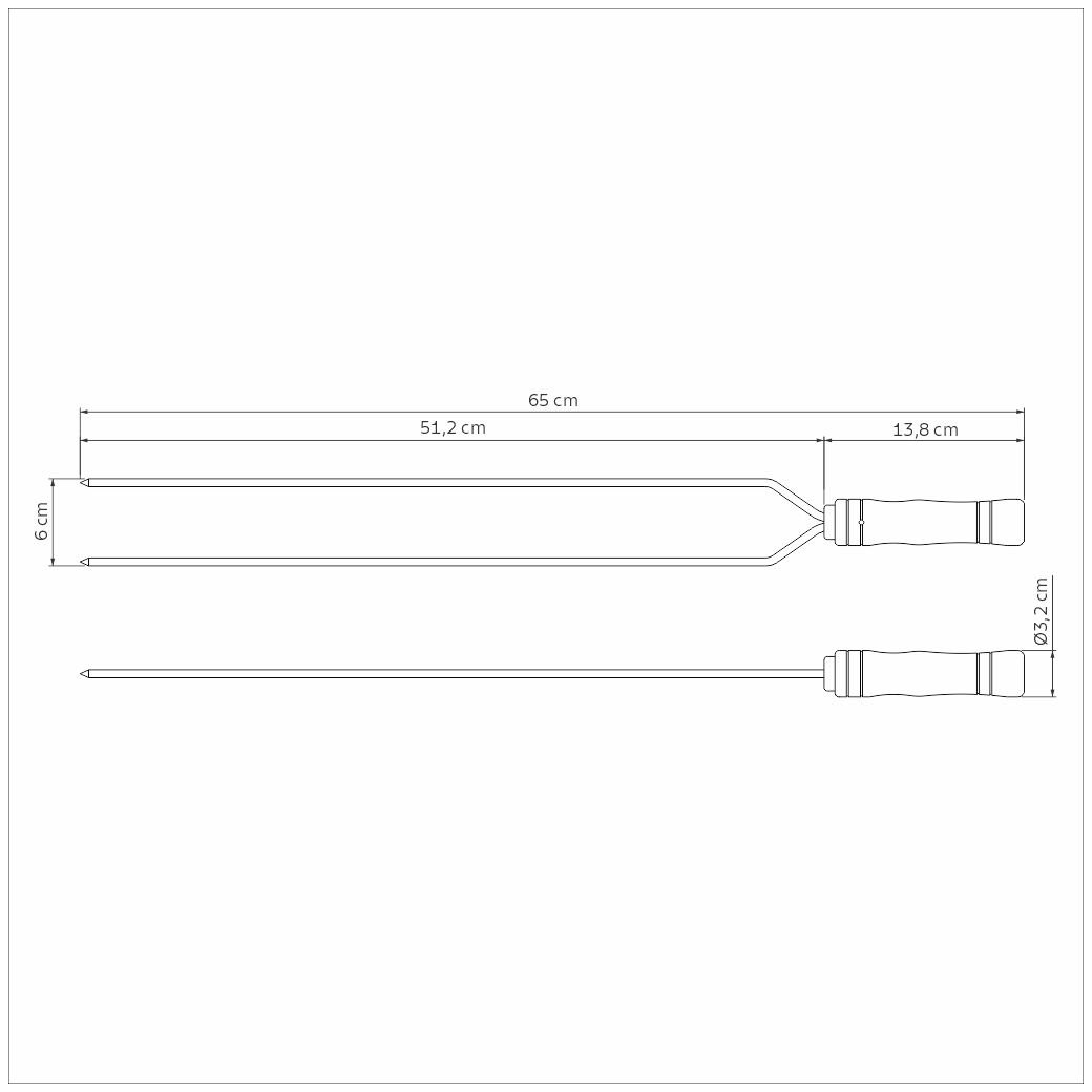 Espeto Duplo para Churrasco Tramontina com Lâmina em Aço Inox e Cabo de Madeira 65 cm
