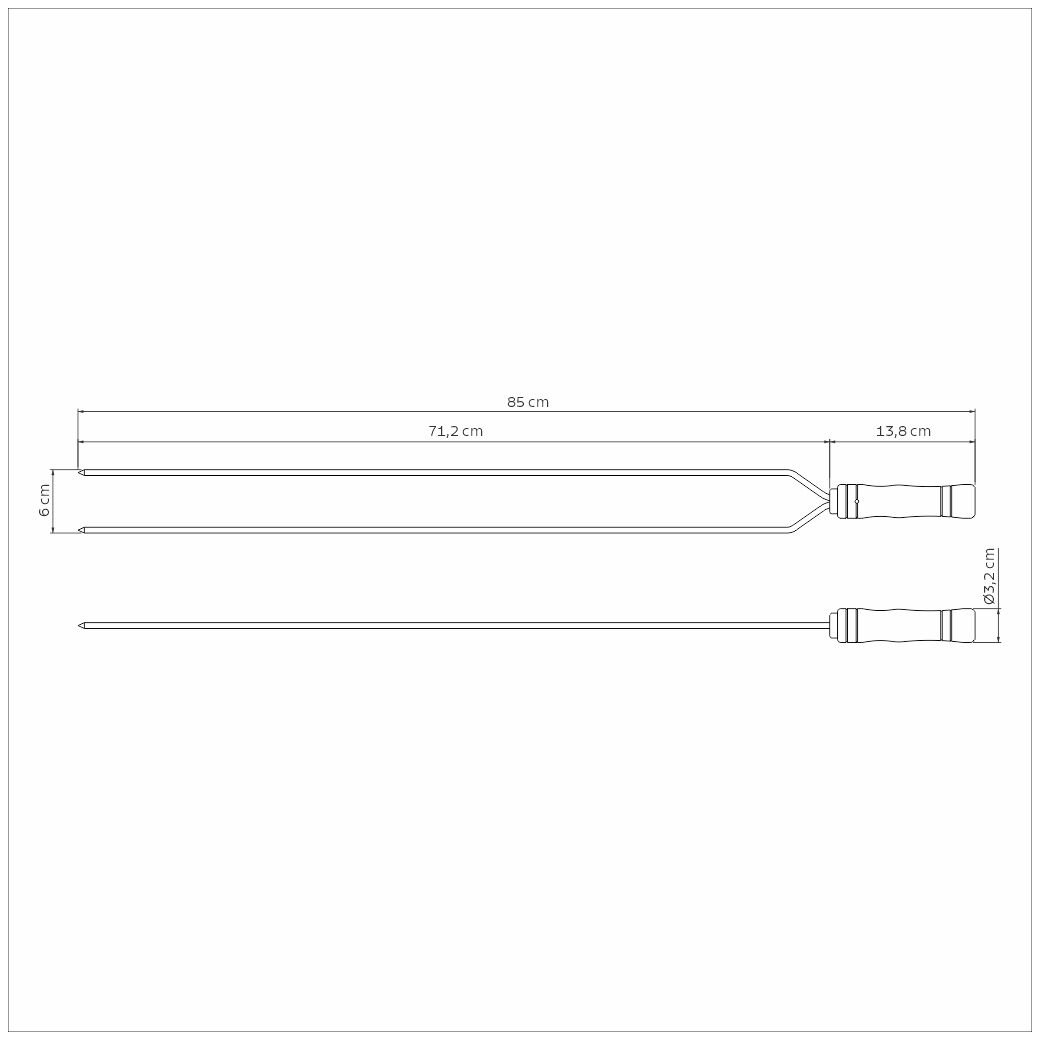 Espeto Duplo para Churrasco Tramontina com Lâmina em Aço Inox e Cabo de Madeira 85 cm