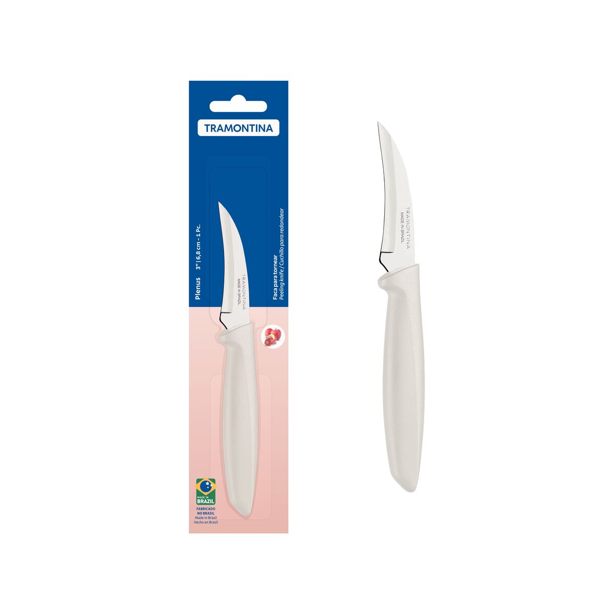 Faca para Tornear Tramontina Plenus com Lâmina em Aço Inox e Cabo de Polipropileno Off White 3"