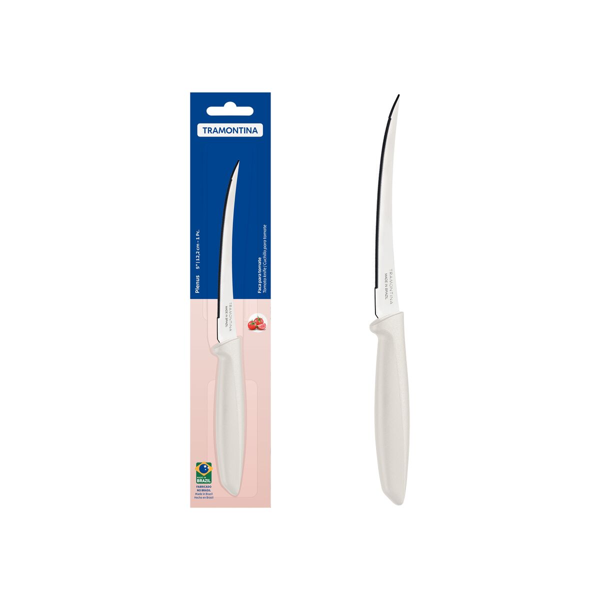 Faca para Tomate Tramontina Plenus com Lâmina em Aço Inox e Cabo de Polipropileno Off White 5"