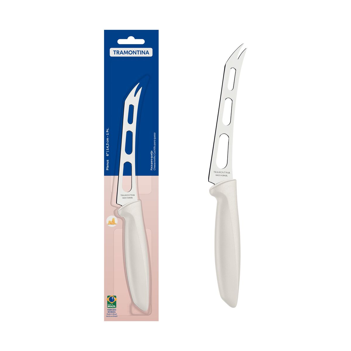 Faca para Queijo Tramontina Plenus com Lâmina em Aço Inox e Cabo de Polipropileno Off White 6"