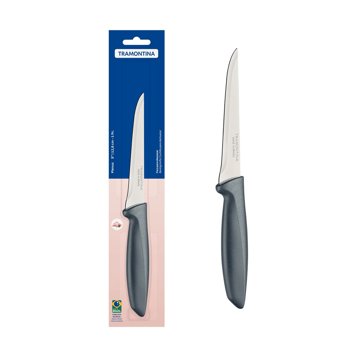 Faca para Desossar Tramontina Plenus com Lâmina em Aço Inox e Cabo de Polipropileno Cinza 5"