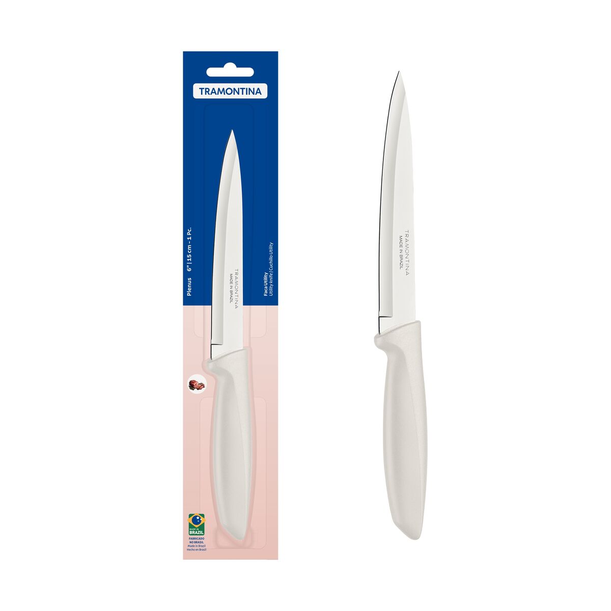Faca Utility Tramontina Plenus com Lâmina em Aço Inox e Cabo de Polipropileno Off White 6"