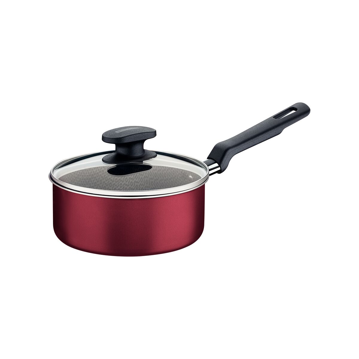 Panela Tramontina Loreto em Alumínio com Revestimento Interno e Externo Antiaderente Starflon Max Cabo Baquelite e Tampa de Vidro 1,4 L 16 cm Vermelha