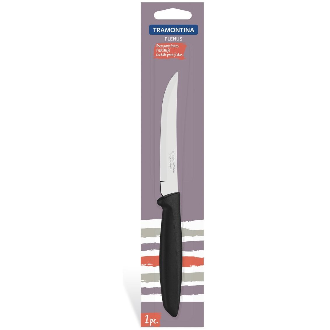 Faca para Frutas Tramontina Plenus com Lâmina em Aço Inox com Fio Liso e Cabo de Polipropileno Preto 5"