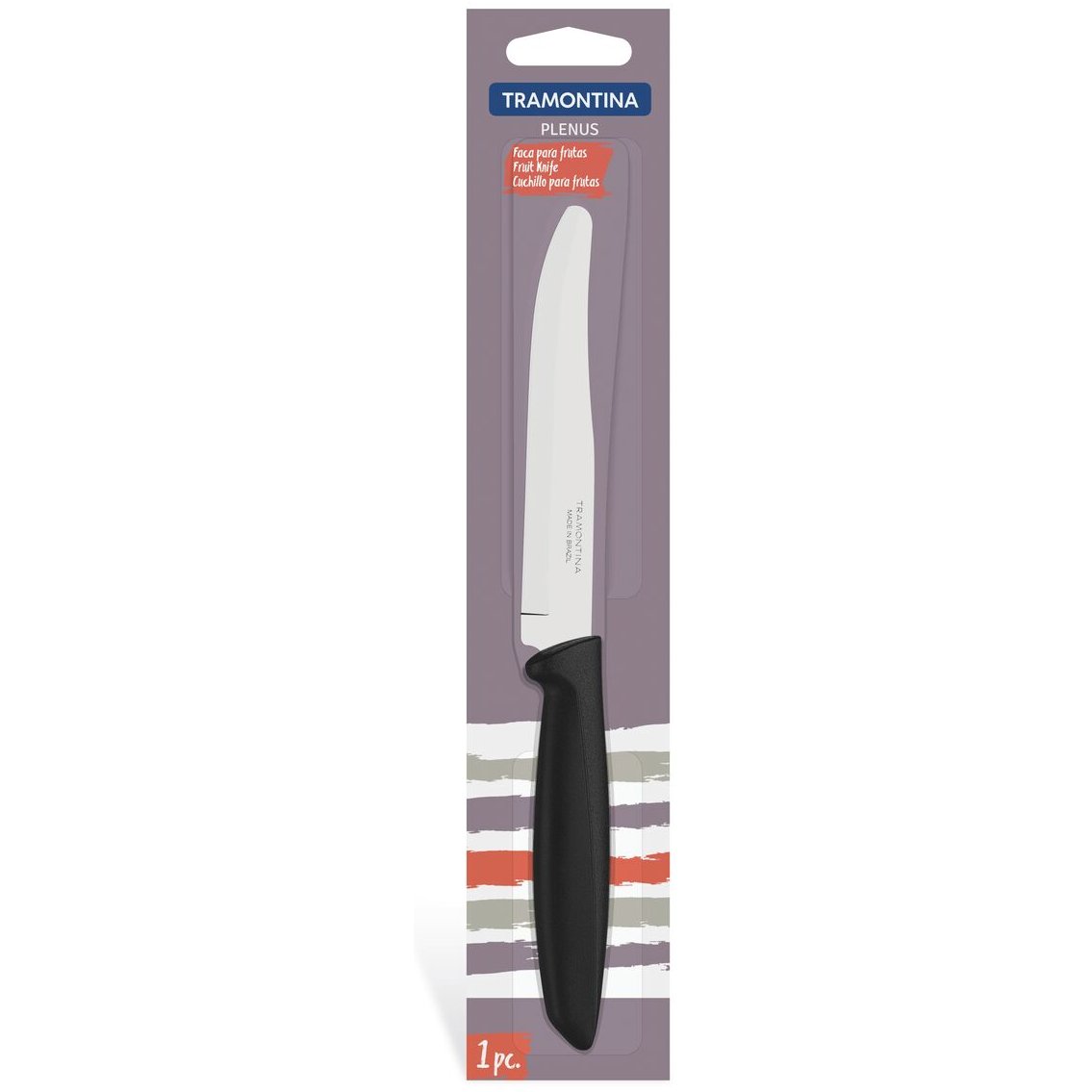 Faca para Frutas Tramontina Plenus com Lâmina em Aço Inox com Fio Liso e Cabo de Polipropileno Preto 5"