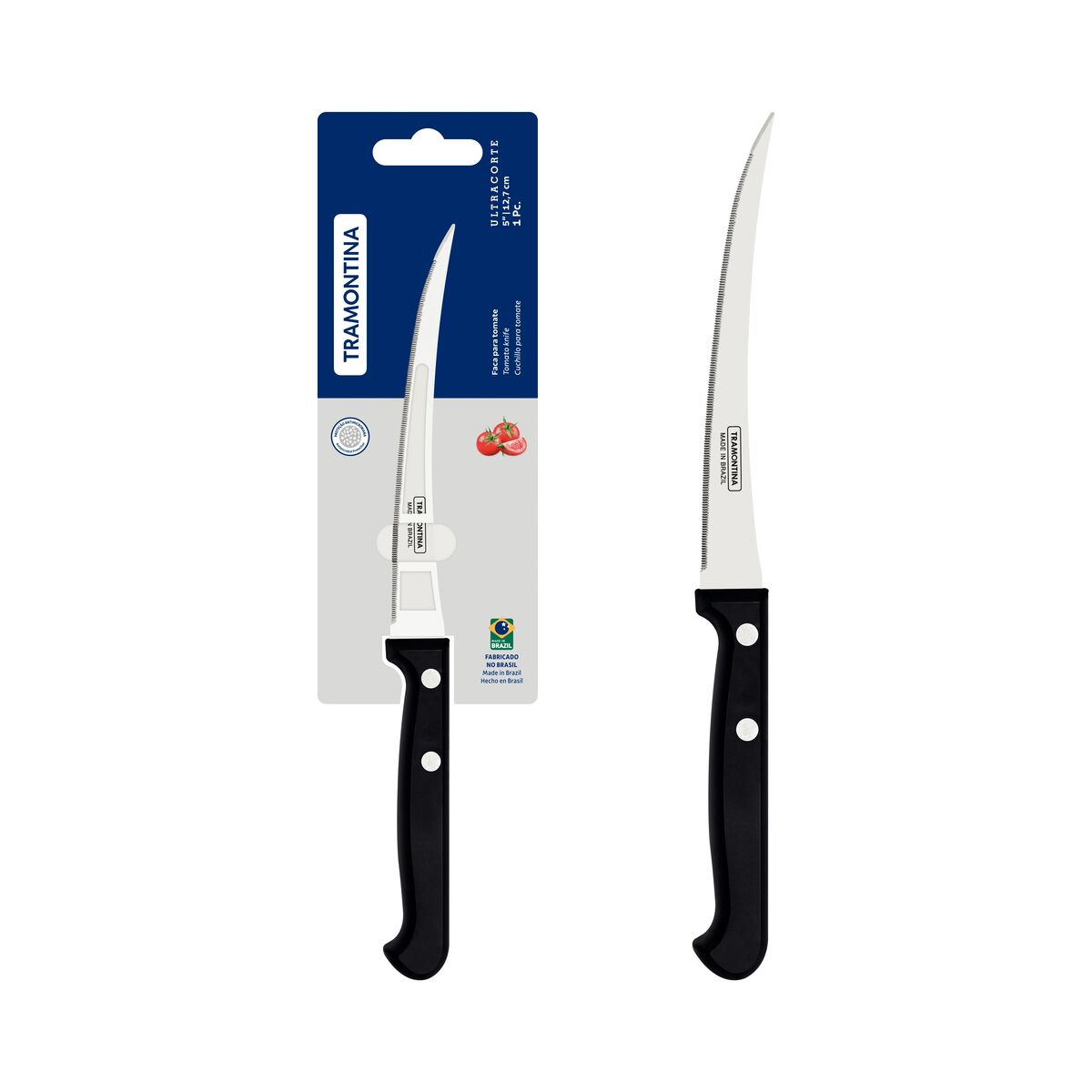 Faca para Tomate Tramontina Ultracorte com Lâmina em Aço Inox e Cabo de Polipropileno Preto 5"