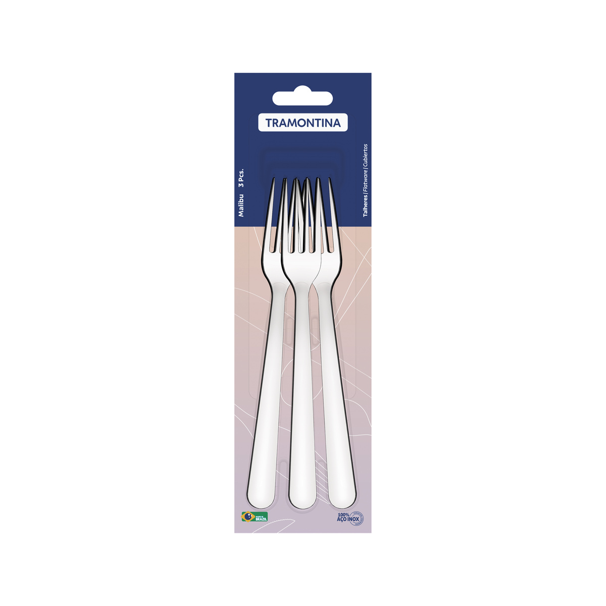 Conjunto de Garfos de Mesa Tramontina Malibu em Aço Inox 03 Peças
