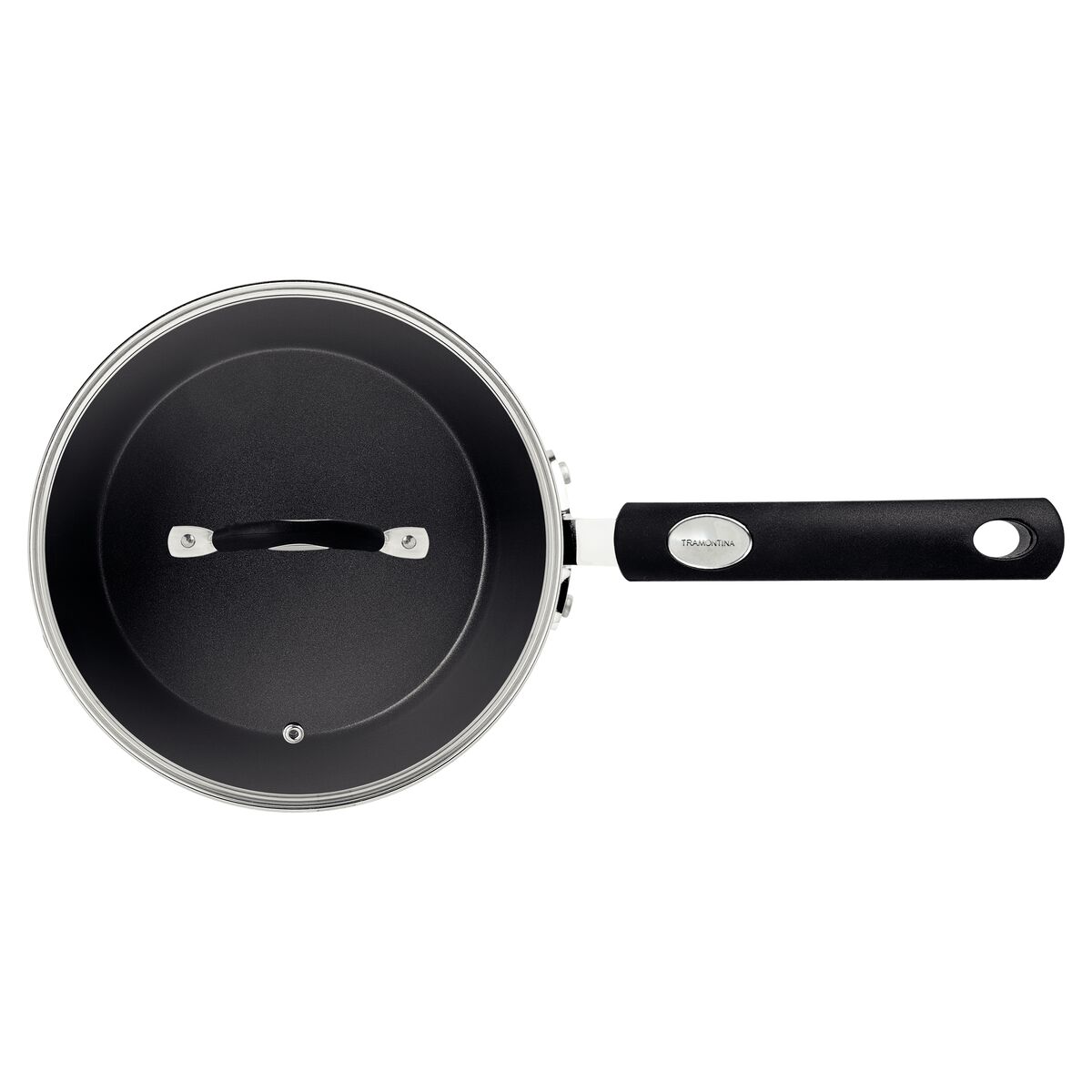 Panela Tramontina Mônaco Induction em Alumínio com Revestimento Interno e Externo Antiaderente Starflon Premium Preto com Tampa de Vidro 20 cm 2,6 L
