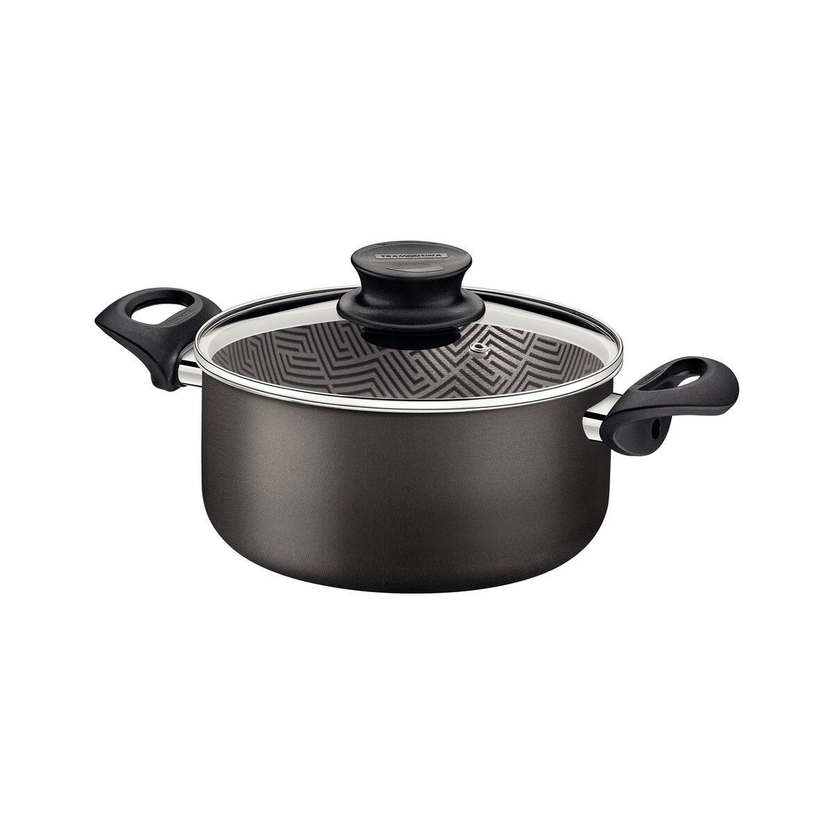Caçarola Tramontina Paris em Alumínio com Revestimento Interno e Externo em Antiaderente Starflon Max Chumbo com Tampa de Vidro 20 cm 2,9 L
