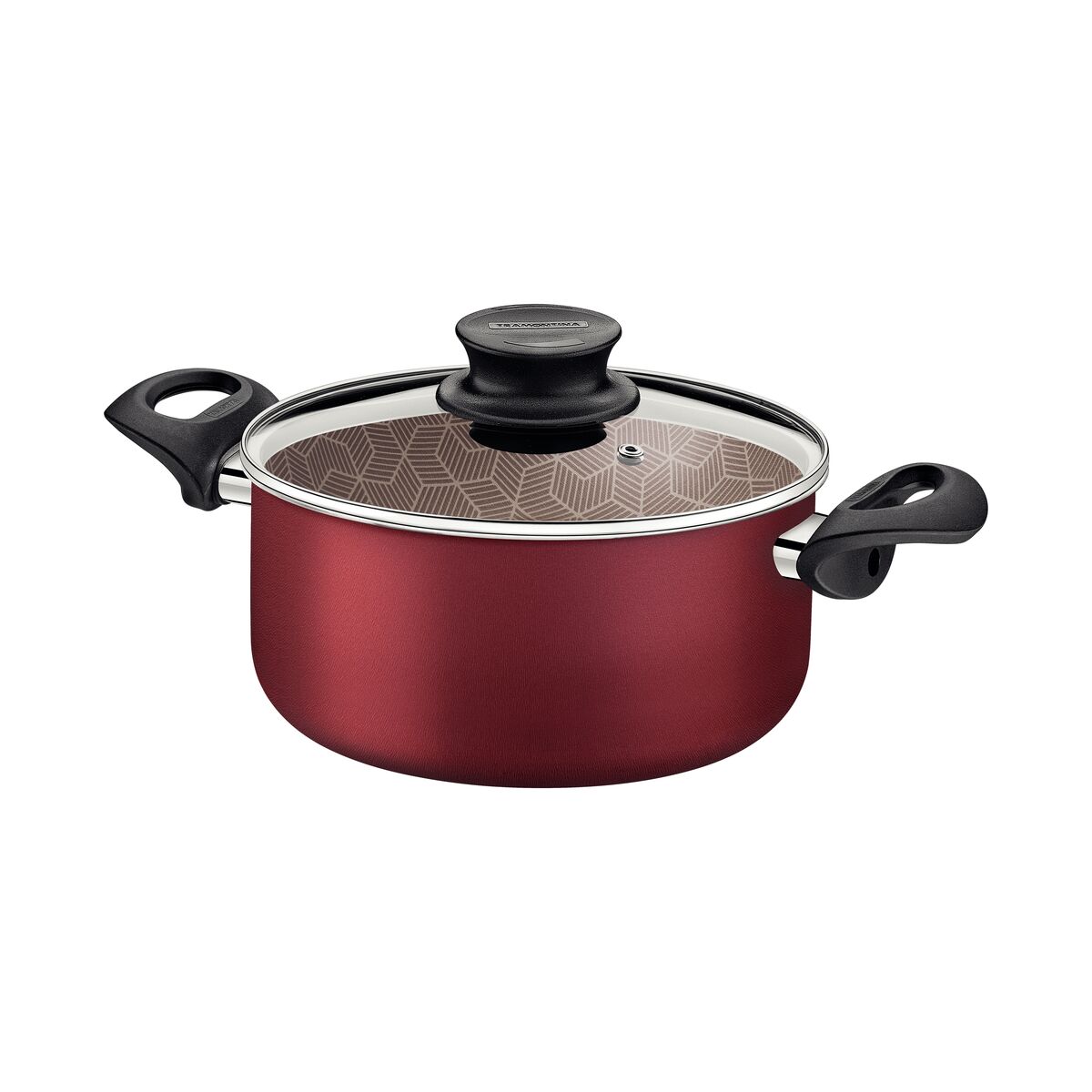 Caçarola Tramontina Paris em Alumínio com Revestimento Interno e Externo em Antiaderente Starflon Max Vermelho com Tampa de Vidro 22 cm 3,8 L