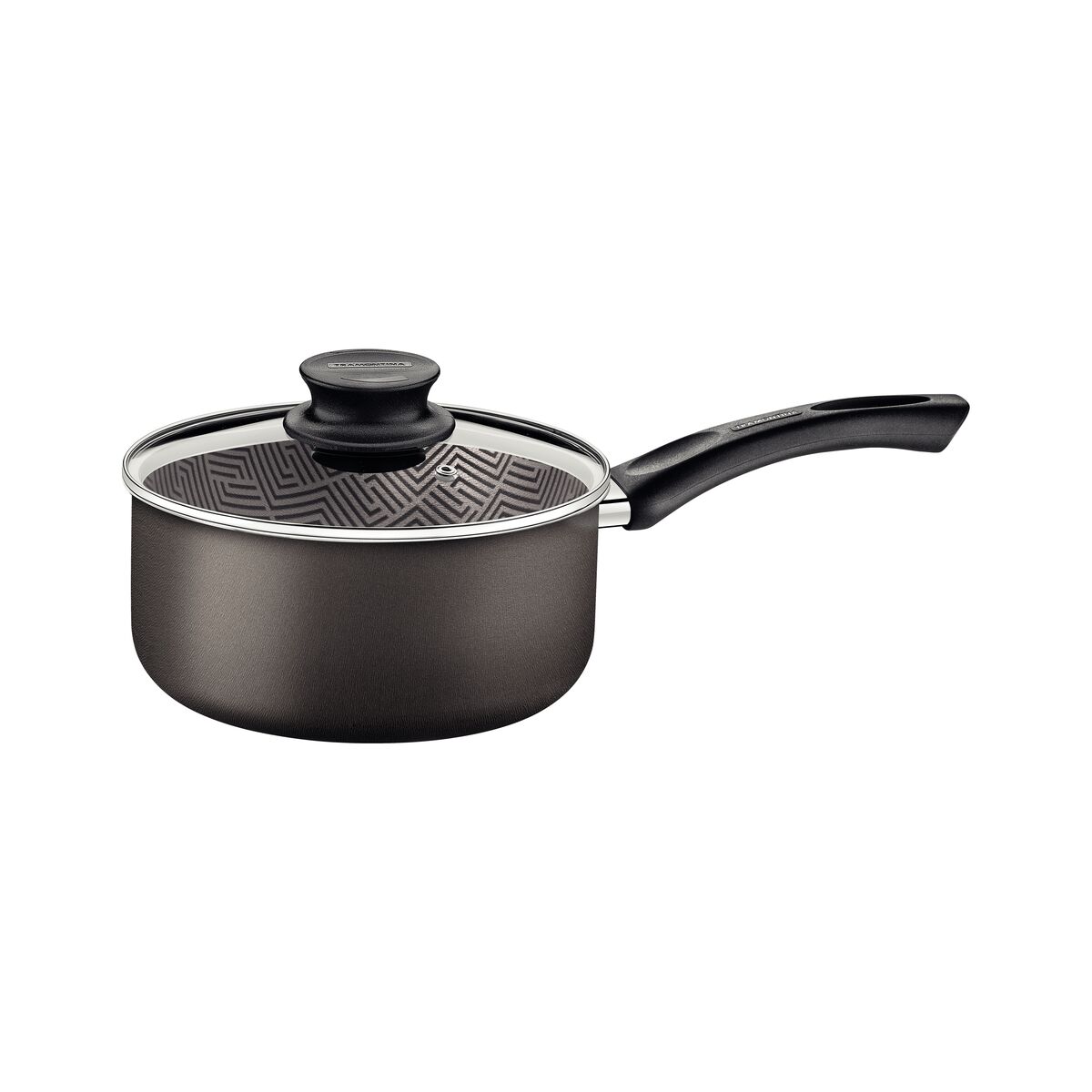 Panela Tramontina Paris em Alumínio com Revestimento Interno e Externo em Antiaderente Starflon Max Chumbo com Tampa de Vidro 16 cm 1,5 L