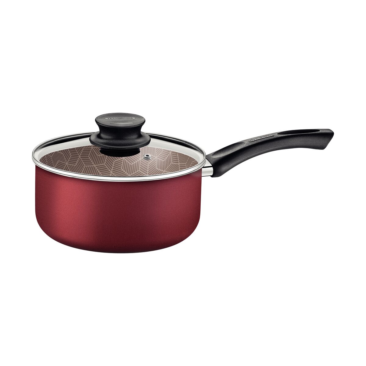 Panela Tramontina Paris em Alumínio com Revestimento Interno e Externo em Antiaderente Starflon Max Vermelho com Tampa de Vidro 18 cm 2,1 L