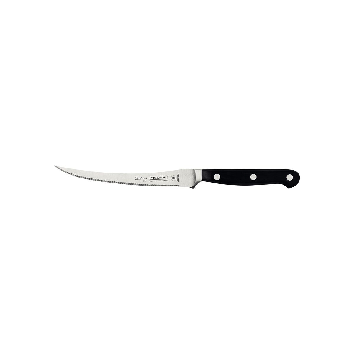Faca para Tomate Tramontina Century com Lâmina em Aço Inox e Cabo de Policarbonato com Fibra de Vidro Preto 5"