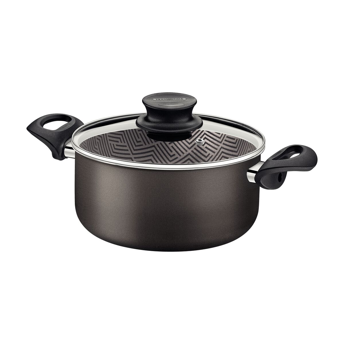 Caçarola Tramontina Paris em Alumínio com Revestimento Interno e Externo em Antiaderente Starflon Max Chumbo com Tampa de Vidro 24 cm 4,9 L