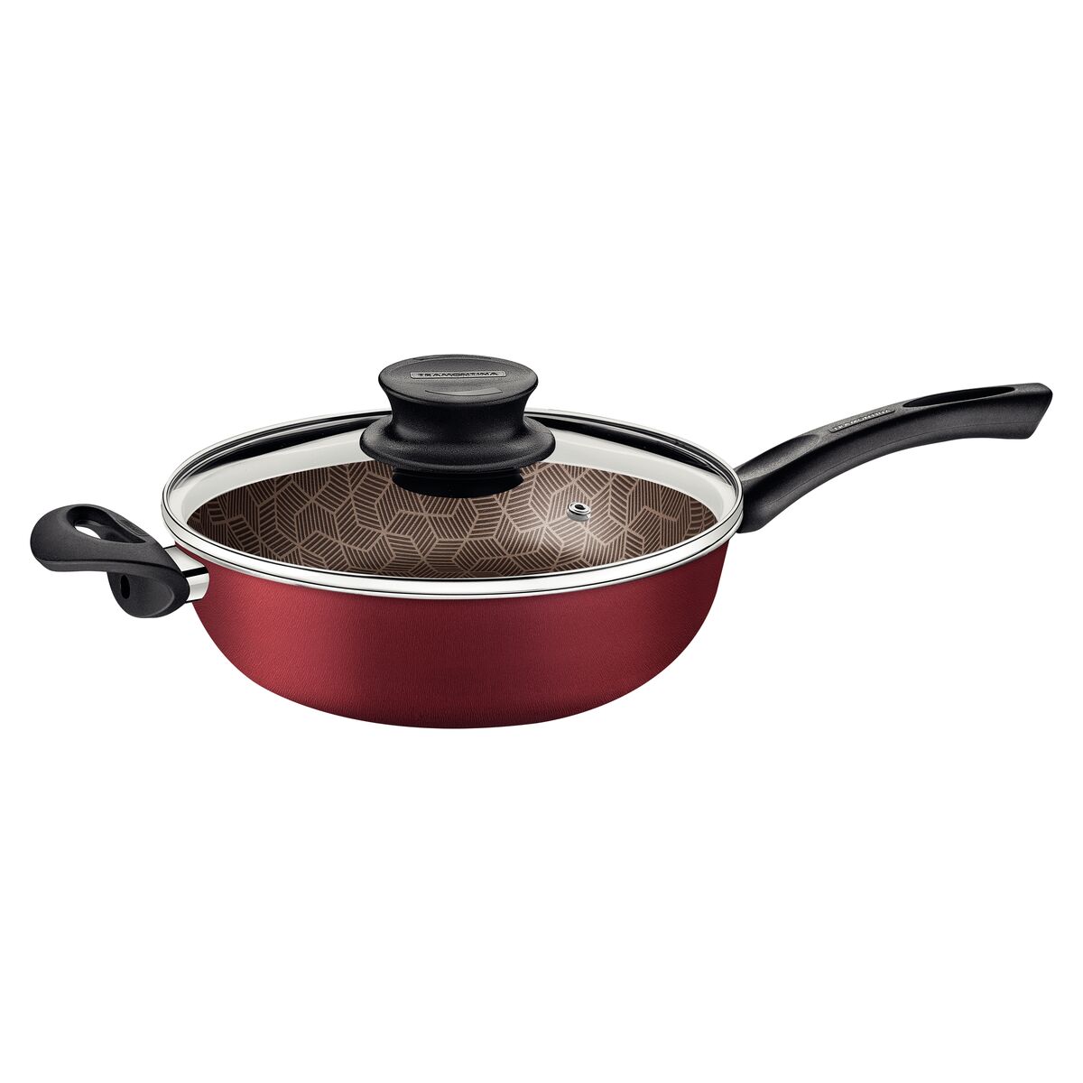 Fritadeira Multiuso Tramontina Paris em Alumínio com Revestimento Interno e Externo em Antiaderente Starflon Max Vermelho com Tampa de Vidro 24 cm 2,8 L