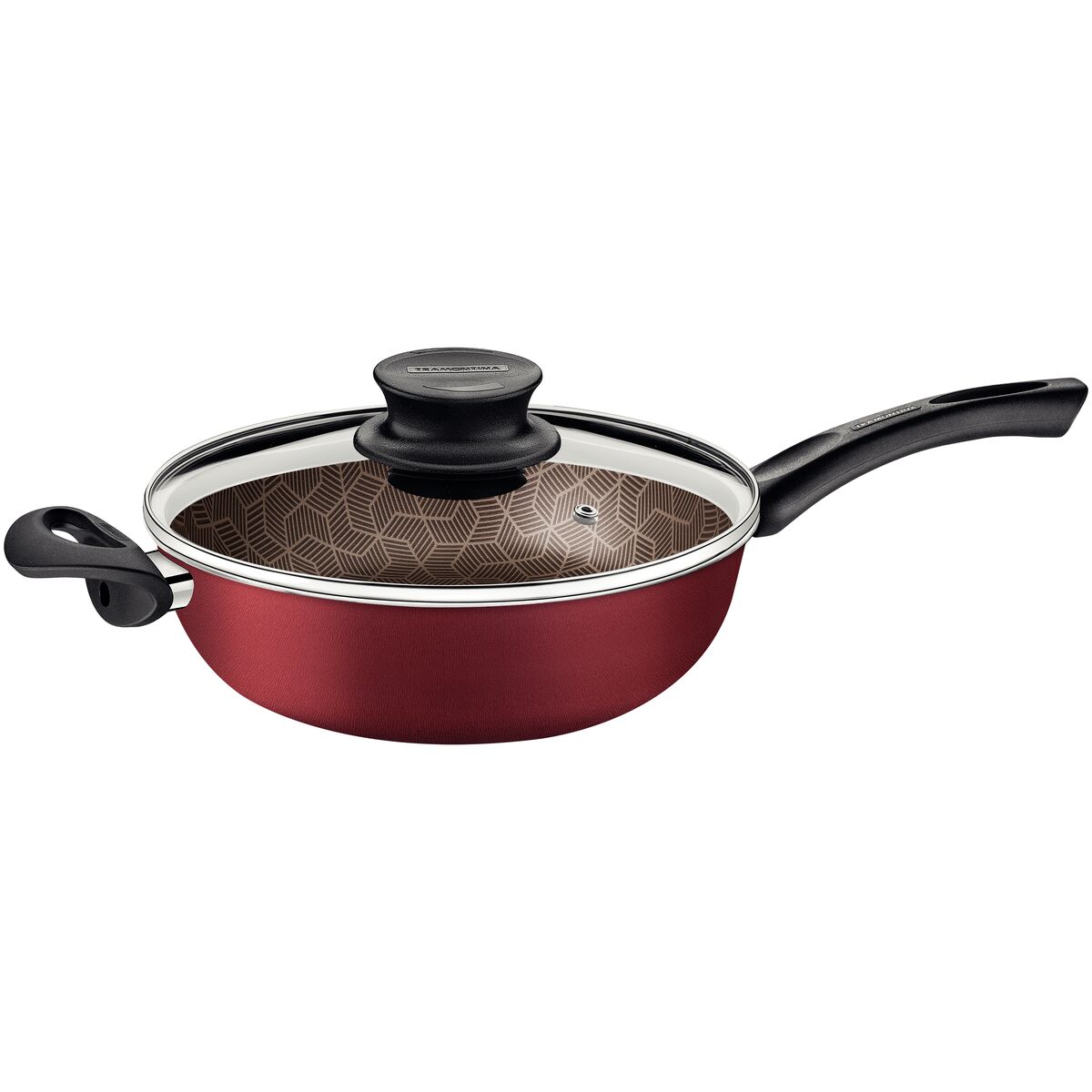 Fritadeira Multiuso Tramontina Paris em Alumínio com Revestimento Interno e Externo em Antiaderente Starflon Max Vermelho com Tampa de Vidro 26 cm 3,6 L