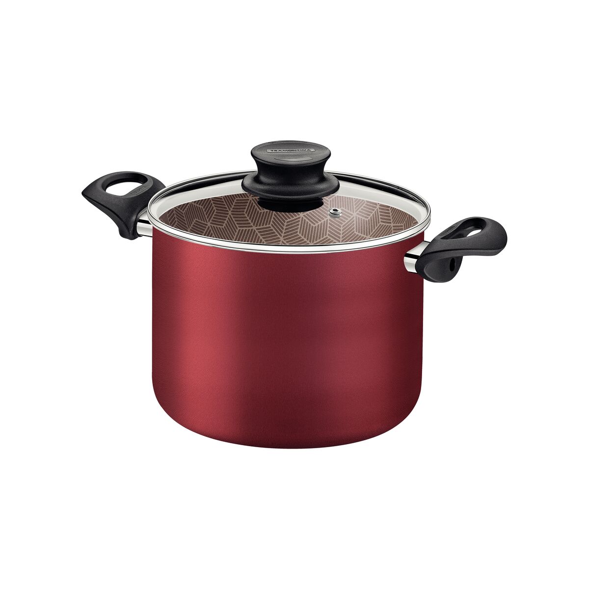 Caldeirão Tramontina Paris em Alumínio com Revestimento Interno e Externo em Antiaderente Starflon Max Vermelho com Tampa de Vidro 18 cm 3,1 L