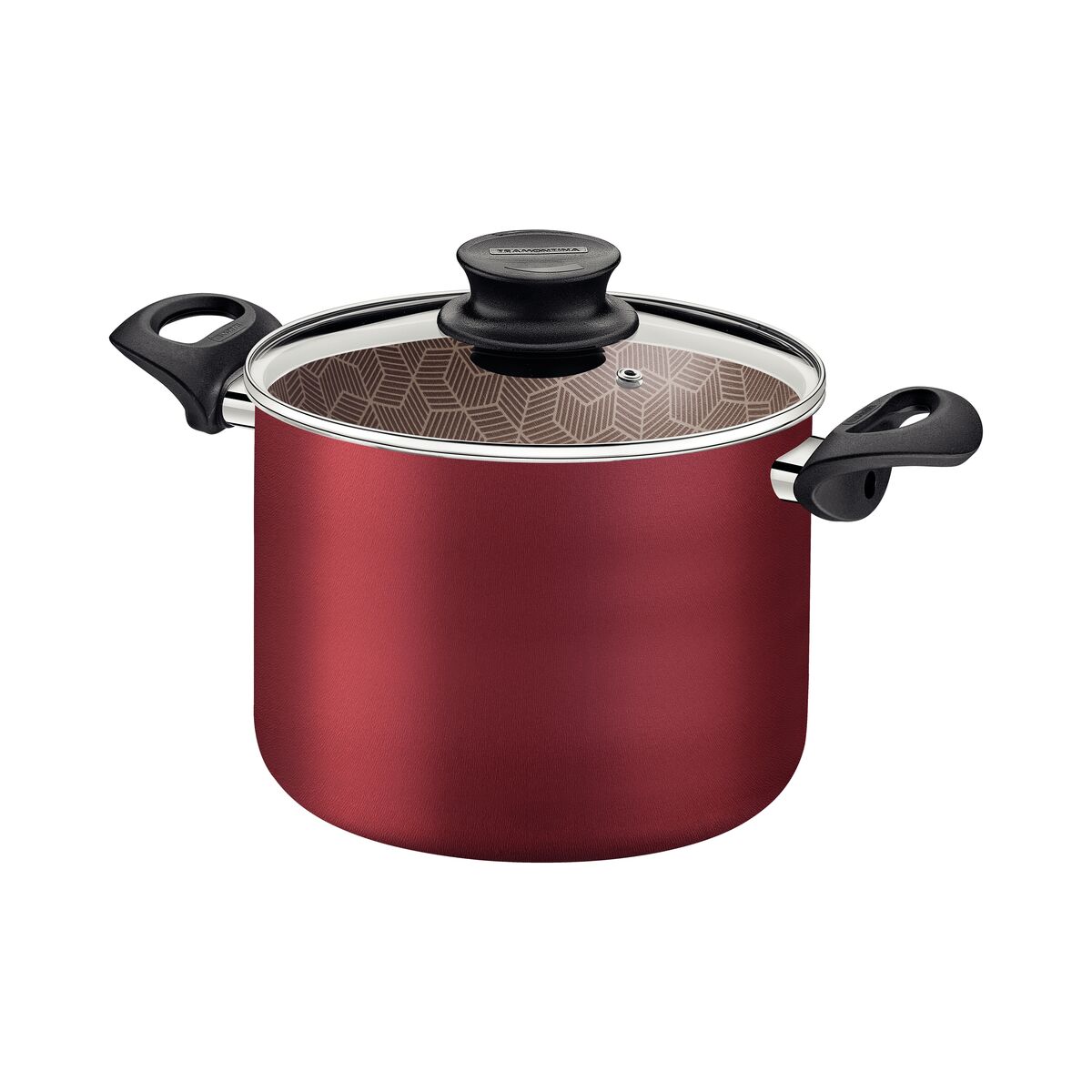 Caldeirão Tramontina Paris em Alumínio com Revestimento Interno e Externo em Antiaderente Starflon Max Vermelho com Tampa de Vidro 22 cm 5,7 L