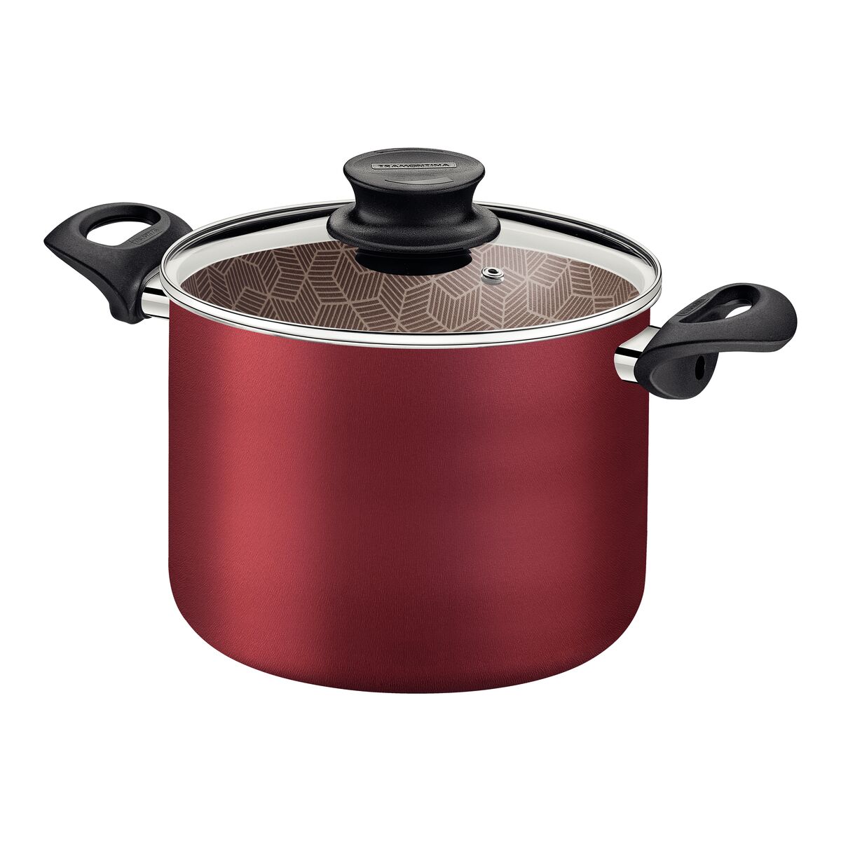Caldeirão Tramontina Paris em Alumínio com Revestimento Interno e Externo em Antiaderente Starflon Max Vermelho com Tampa de Vidro 26 cm 9,6 L
