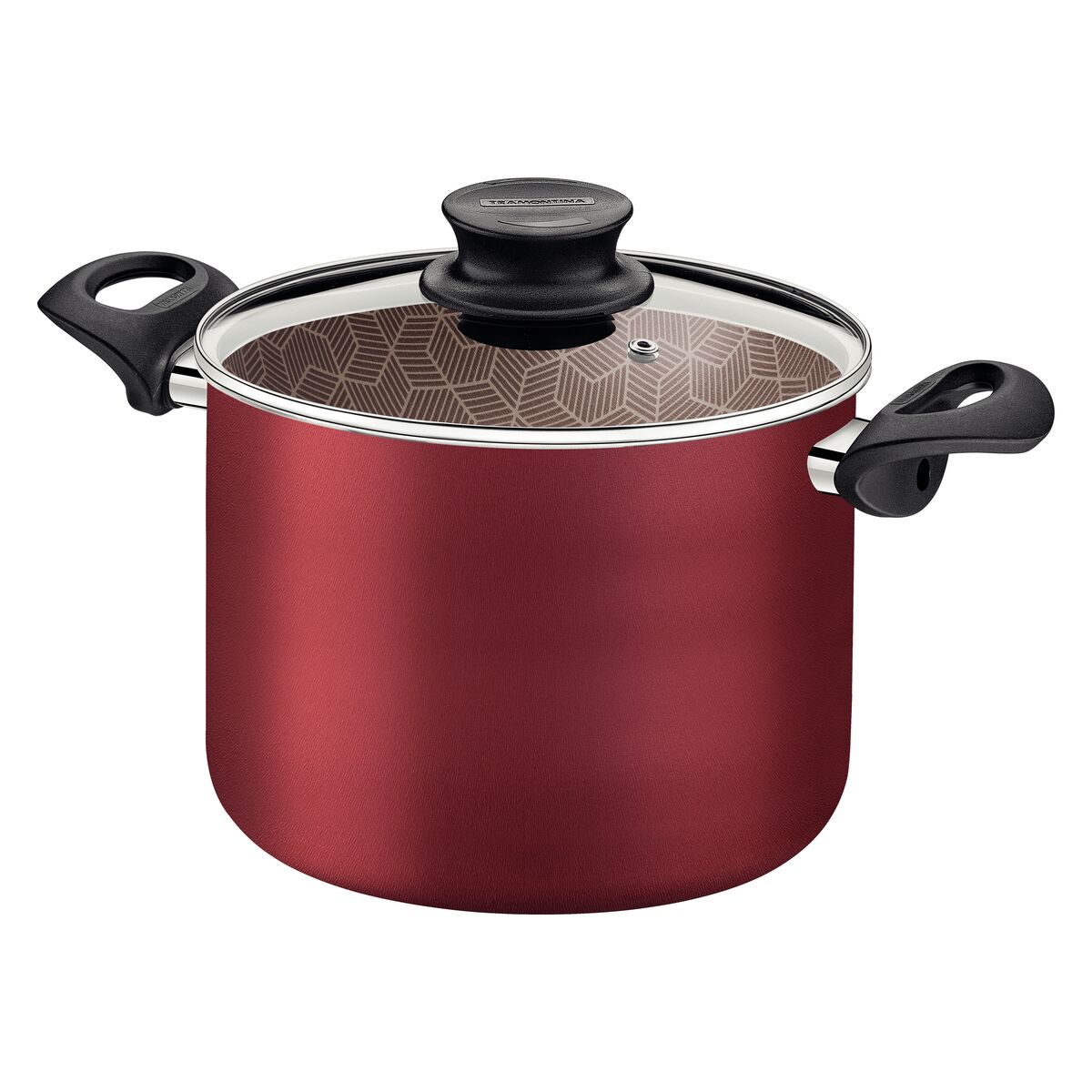 Caldeirão Tramontina Paris em Alumínio com Revestimento Interno e Externo em Antiaderente Starflon Max Vermelho com Tampa de Vidro 28 cm 11,8 L