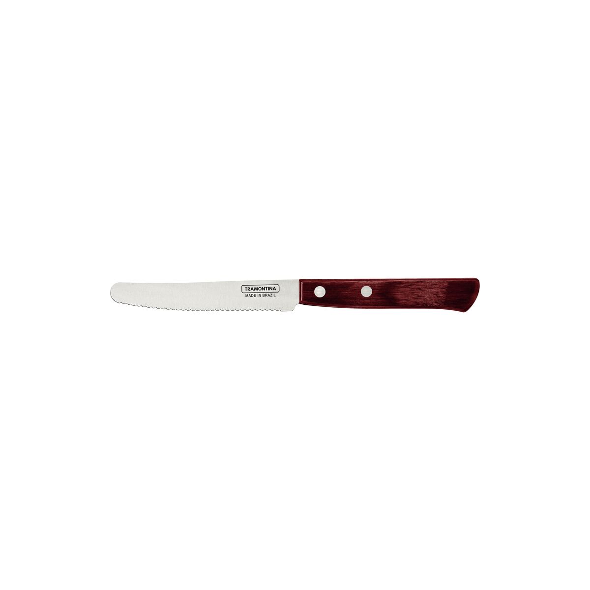 Faca Multiuso Tramontina com Lâmina em Aço Inox e Cabo em Madeira Tratada Polywood Vermelho 5"