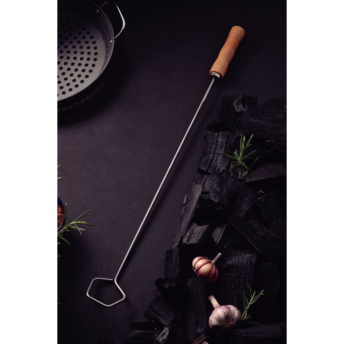 Espalhador de Brasas Tramontina Churrasco com Lâmina em Aço Inox e Cabo de Madeira Natural 67 cm