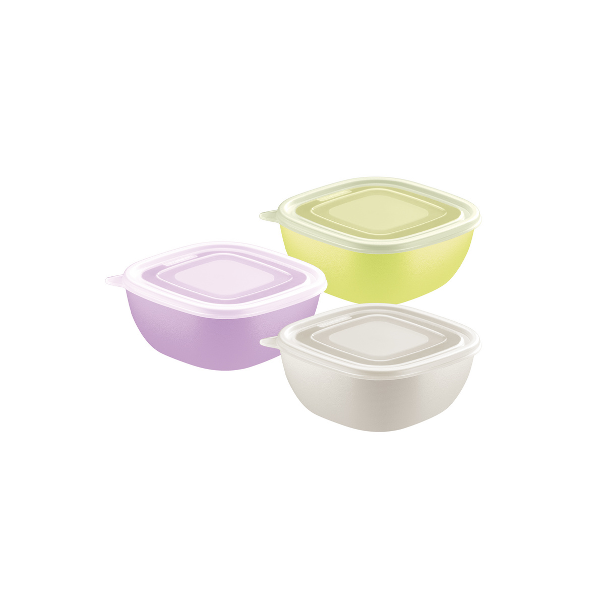 Conjunto de Potes Tramontina MixColor em Polipropileno Misto com Tampa Transparente 600 ml 03 Peças