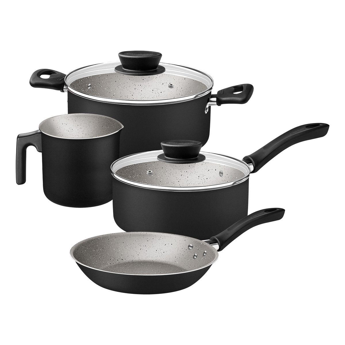 Jogo de Panelas Tramontina Linz em Aluminio com Revestimento Interno e Externo em Antiaderente Starflon Max Preto 4 Peças